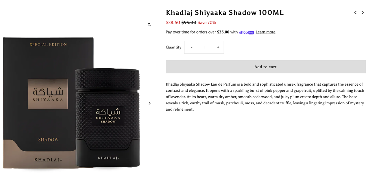 SHIYAAKA SHADOW by Khadlaj eau de parfum 3.4floz/100ml