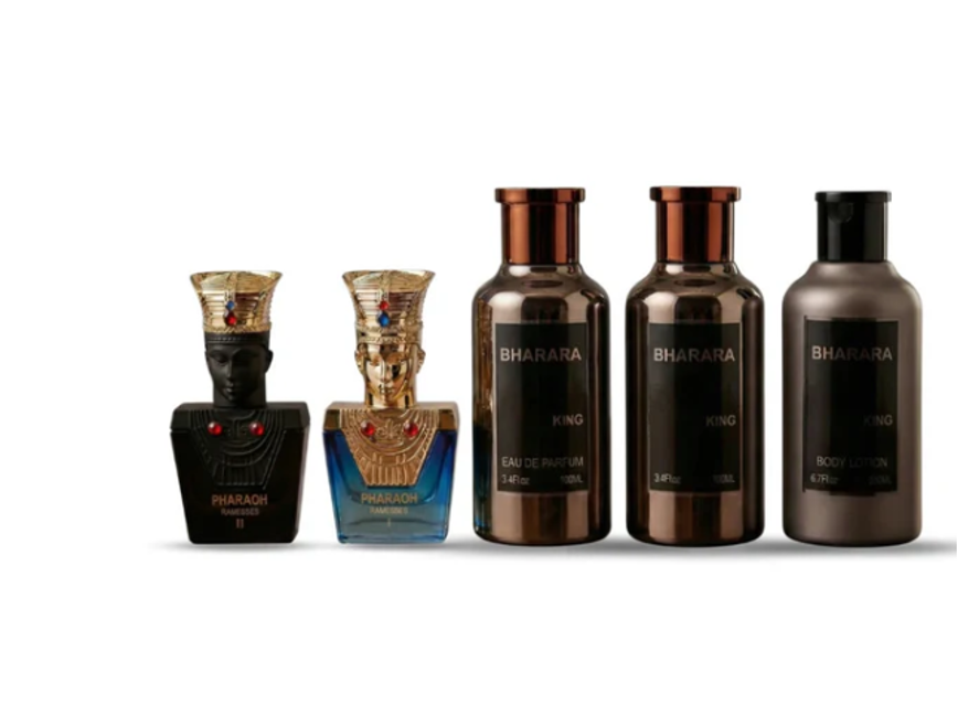 Bharara King New 2026 Gift Set EDP 3.4 oz + After Shave + Lotion + mini Pharaoh Ramses I and II (10ml each)