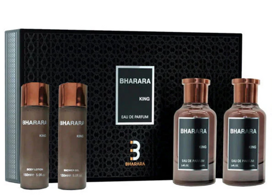 Bharara King Gift Set 4 Pcs For Men EDP 3.4 oz + After Shave + Lotion + Gel